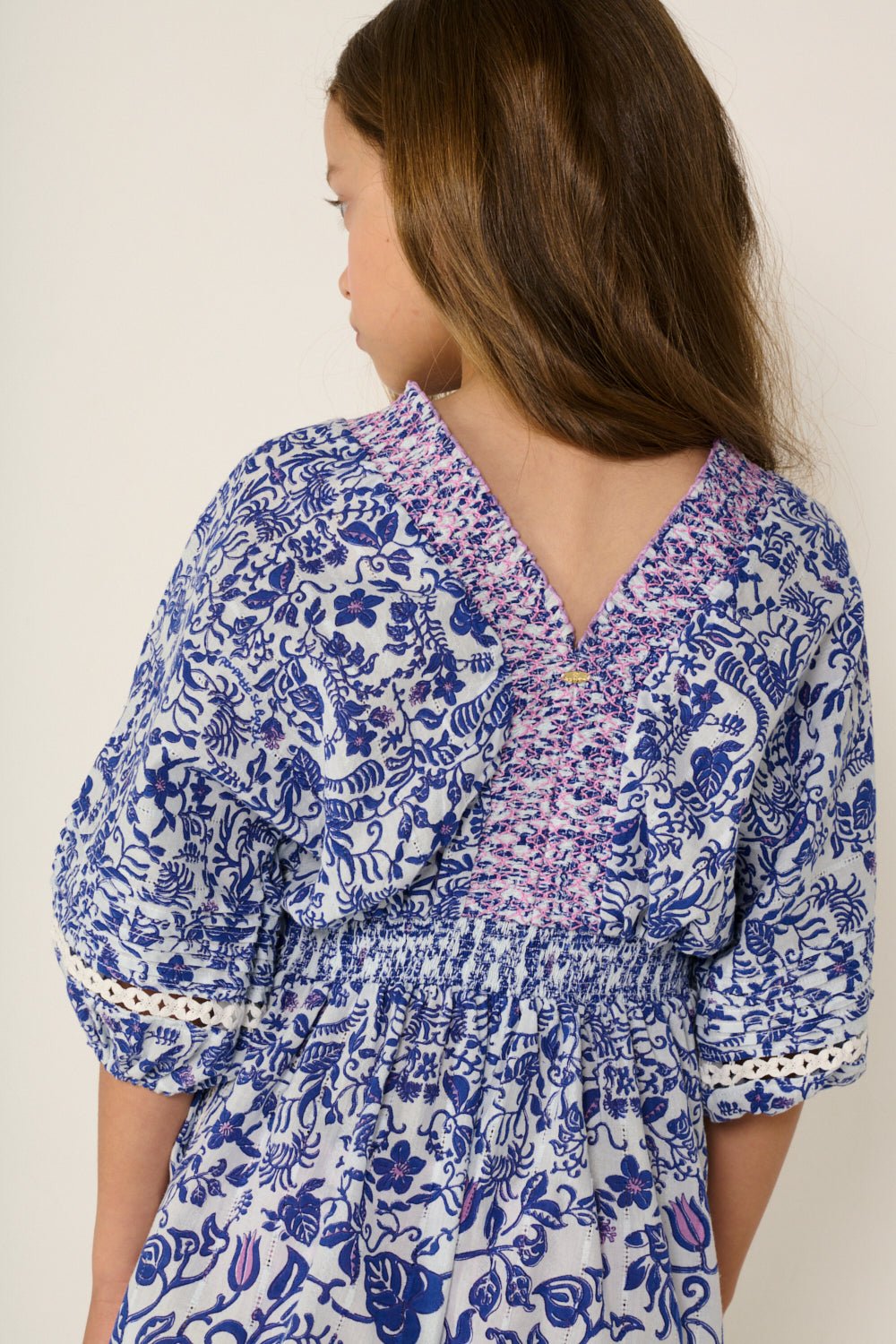 Girls' Blue Tiare jumpsuit – Short Jumpsuit Chantal by Poupette St Barth, view 7