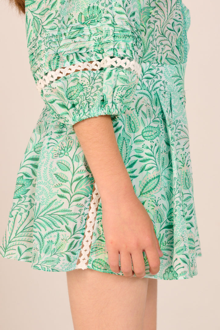 Girls' Green Palmarosa jumpsuit – Short Jumpsuit Chantal by Poupette St Barth, view 7