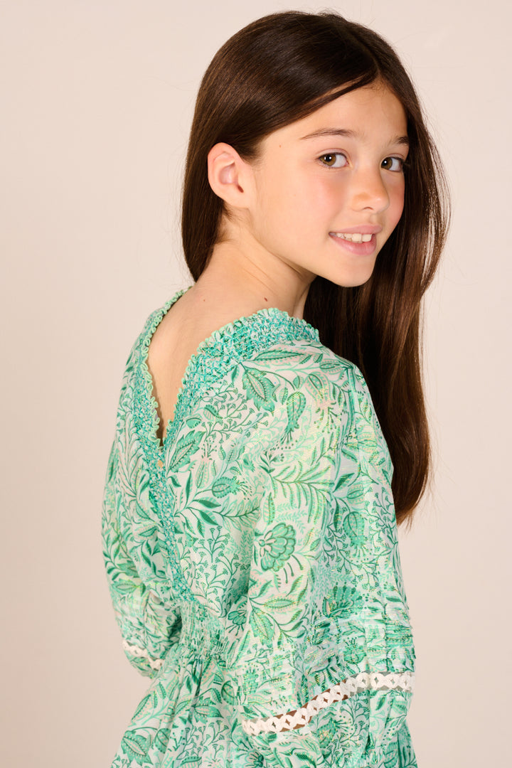 Girls' Green Palmarosa jumpsuit – Short Jumpsuit Chantal by Poupette St Barth, view 6