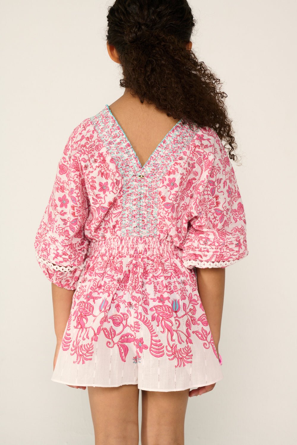 Girls' Pink Tiare jumpsuit – Short Jumpsuit Chantal by Poupette St Barth, view 5