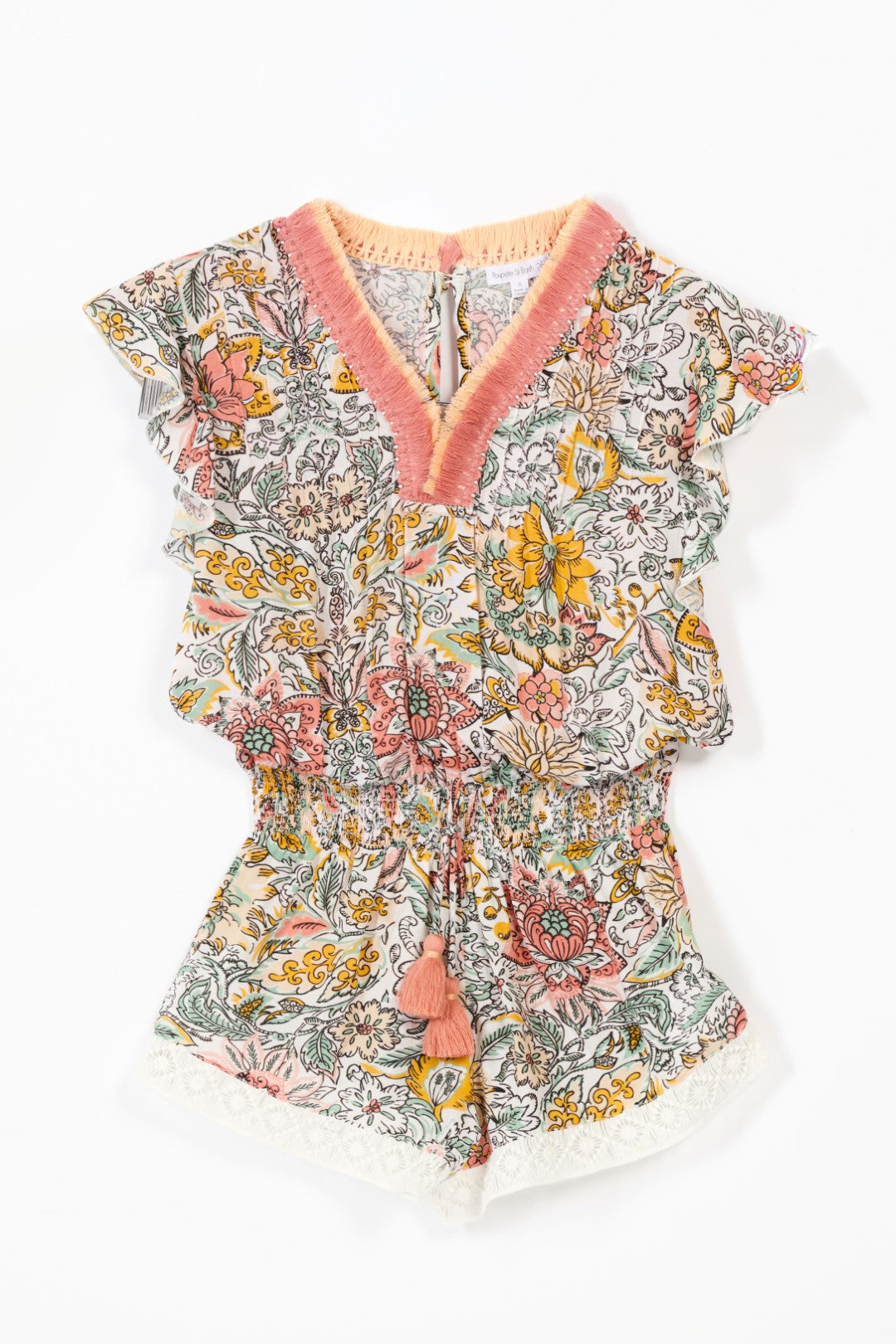 Girls' Yellow Nusa jumpsuit – Short Jumpsuit Sasha by Poupette St Barth, view 2