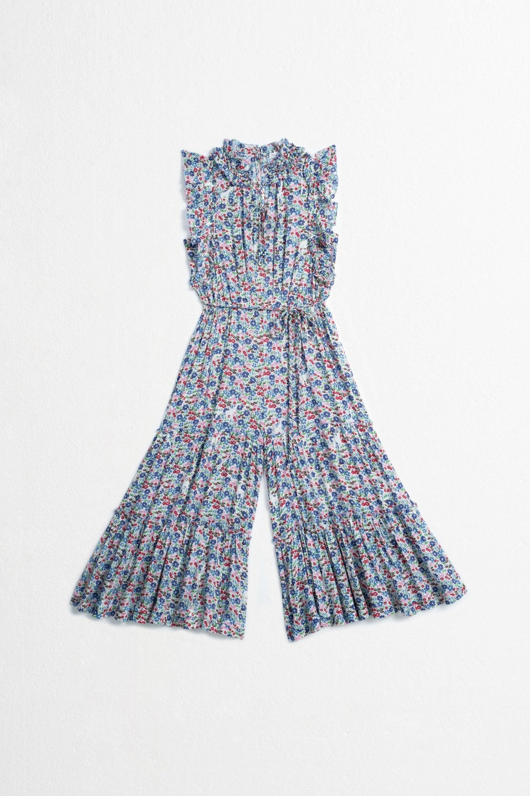 Girls' Blue Jardin jumpsuit – Long Jumpsuit Belene by Poupette St Barth, front view