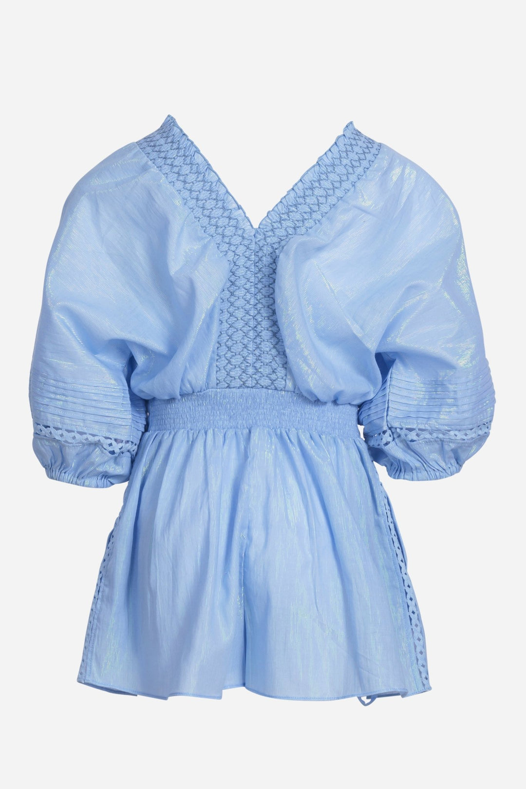 Girls' Light Blue jumpsuit – Short Jumpsuit Chantal by Poupette St Barth, front view