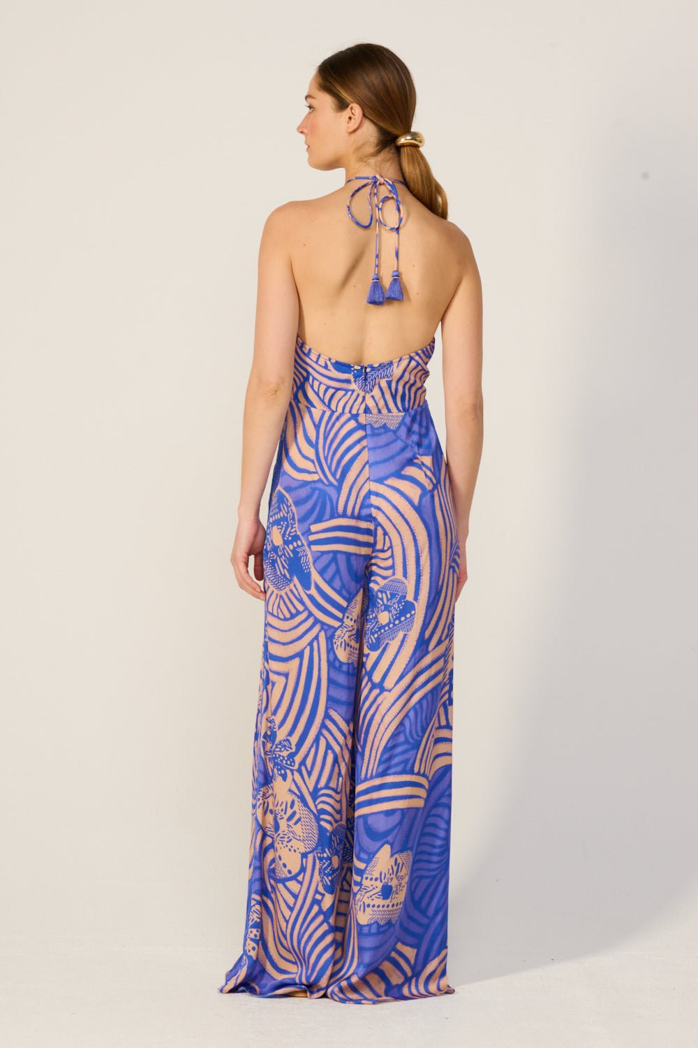 Blue Japonism jumpsuit – Long Jumpsuit Cilia by Poupette St Barth, view 5