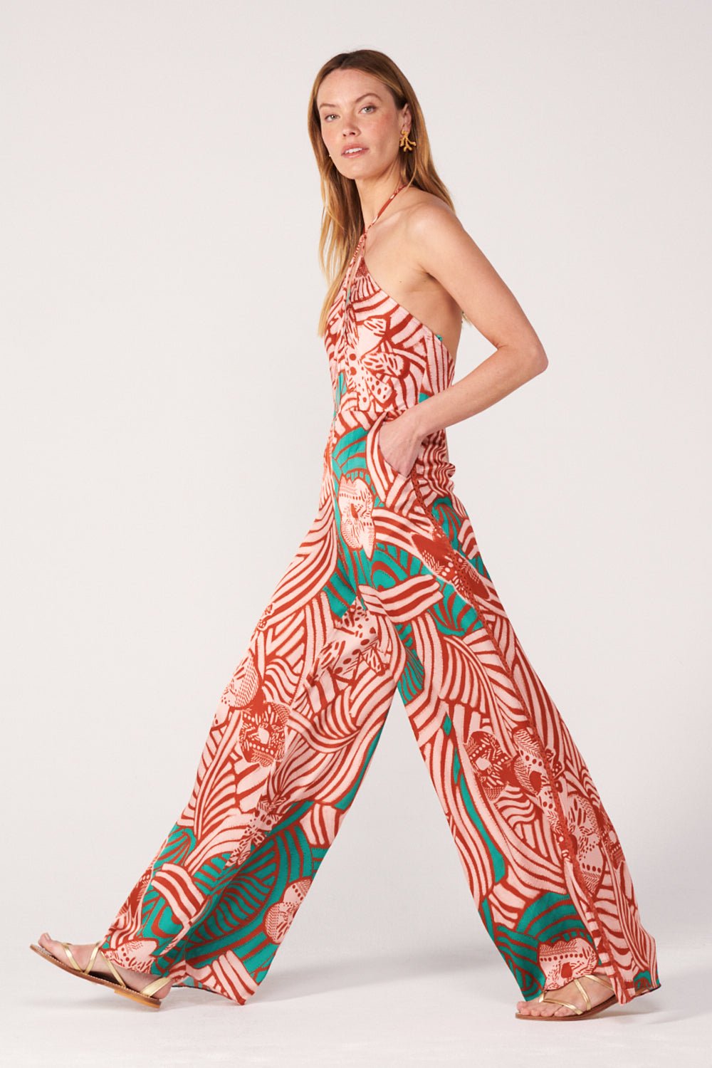 Brick Japonism jumpsuit – Long Jumpsuit Cilia by Poupette St Barth, view 3