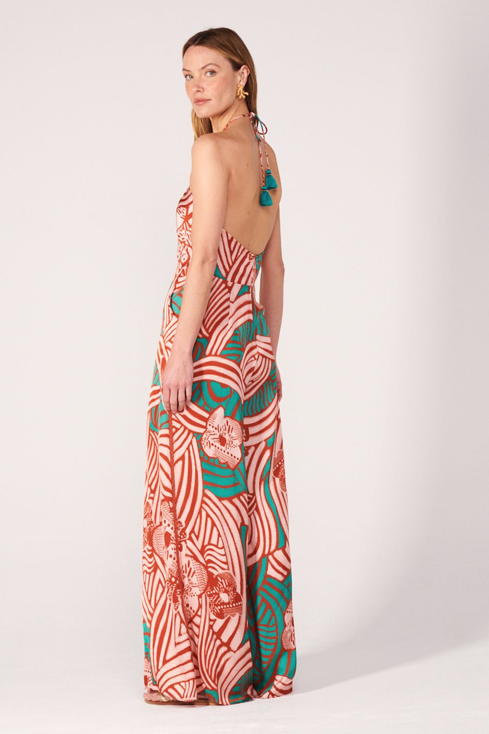 Brick Japonism jumpsuit – Long Jumpsuit Cilia by Poupette St Barth, view 4
