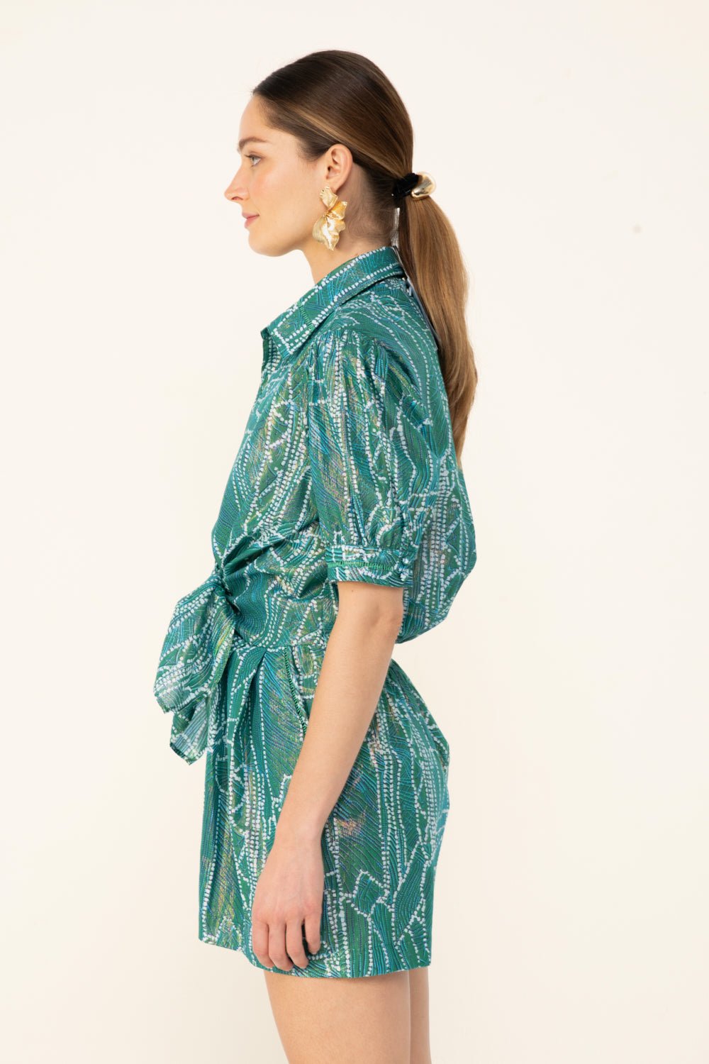 Green Akoya jumpsuit – Short Jumpsuit Livia by Poupette St Barth, view 4