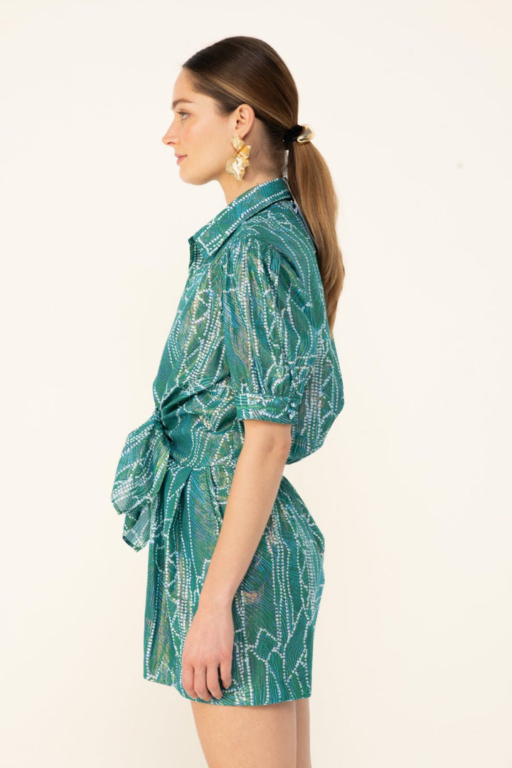 Green Akoya jumpsuit – Short Jumpsuit Livia by Poupette St Barth, view 4