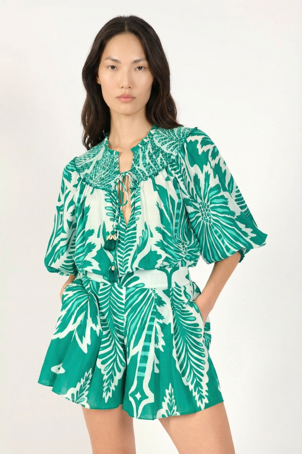 Mint Cartagena jumpsuit – Short Jumpsuit Janna by Poupette St Barth, front view