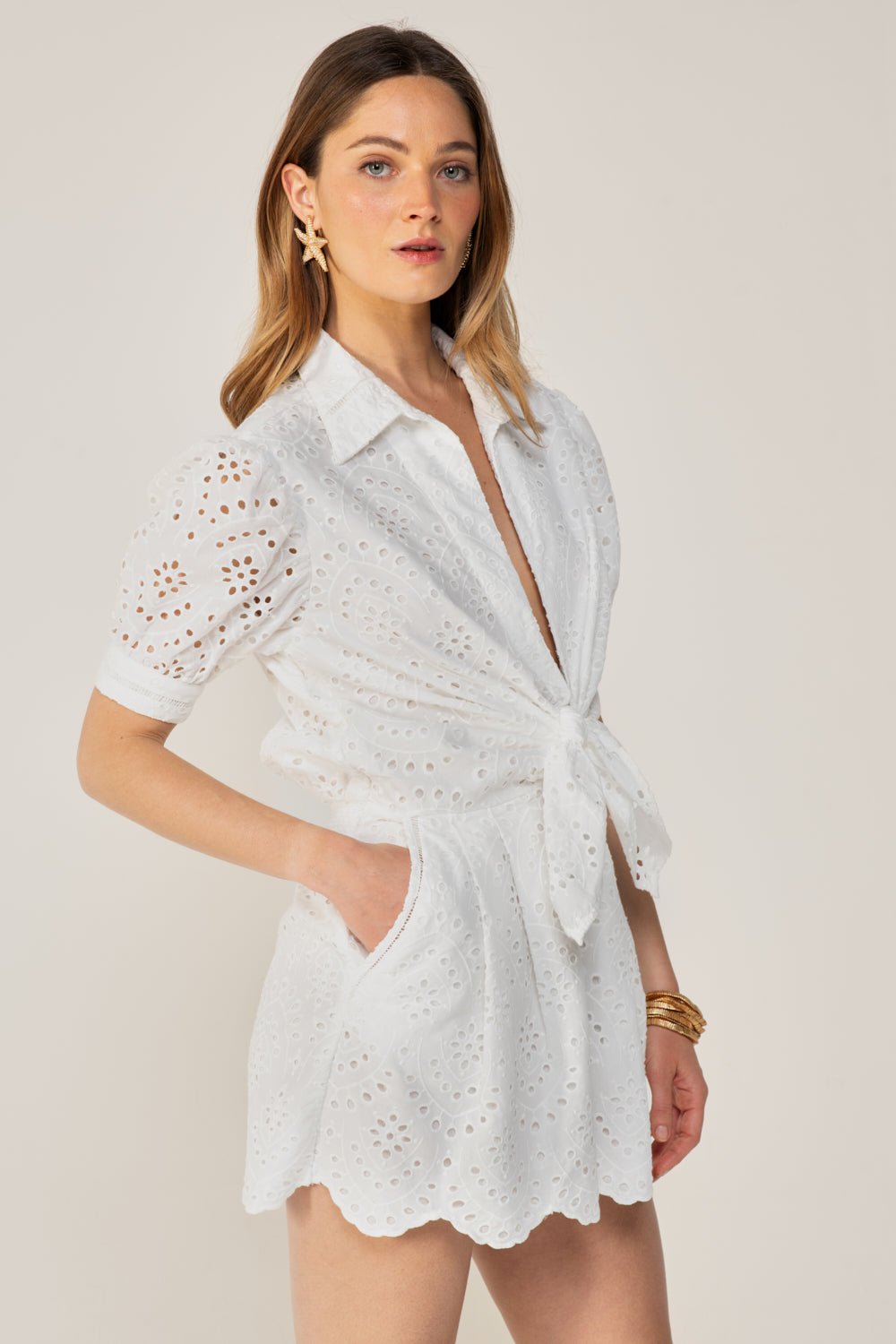 Natural White jumpsuit – Short Jumpsuit Livia by Poupette St Barth, view 6