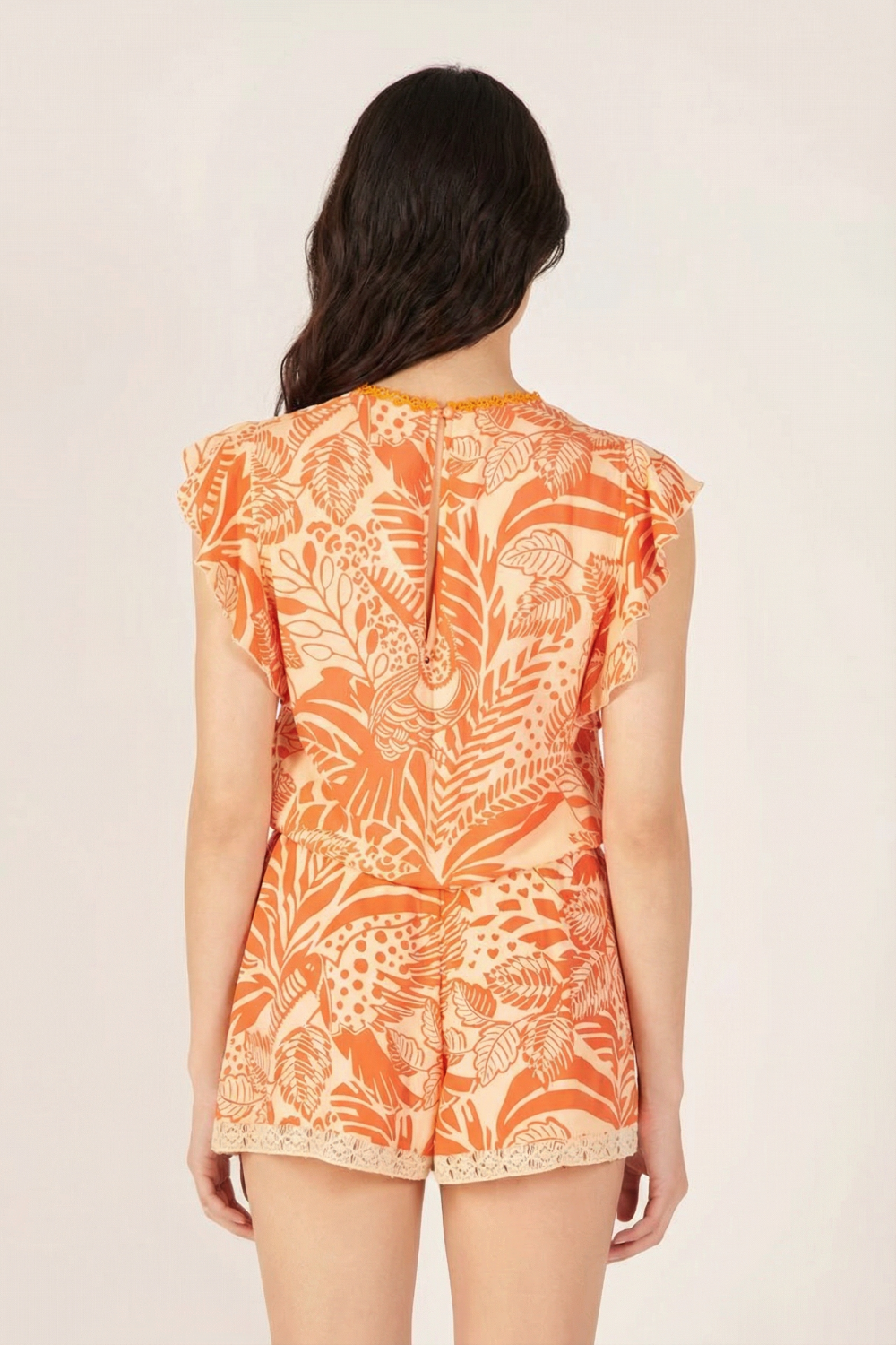 Orange Toucan jumpsuit – Short Jumpsuit Sasha by Poupette St Barth, view 4