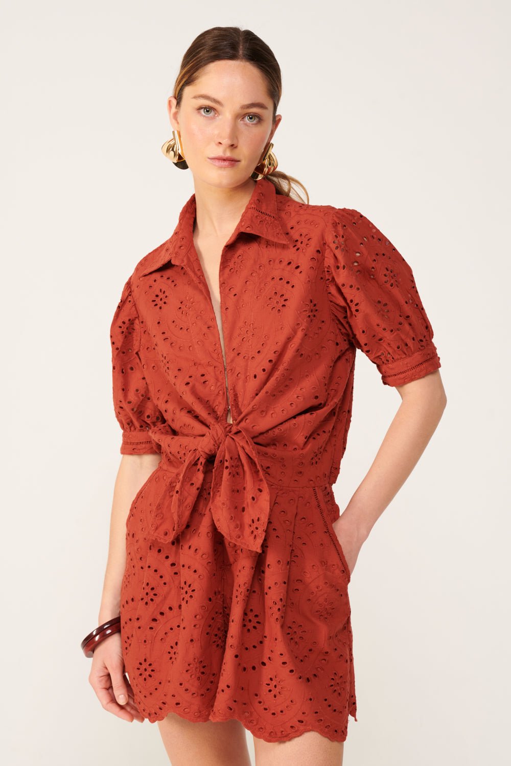 Paprika jumpsuit – Short Jumpsuit Livia by Poupette St Barth, front view