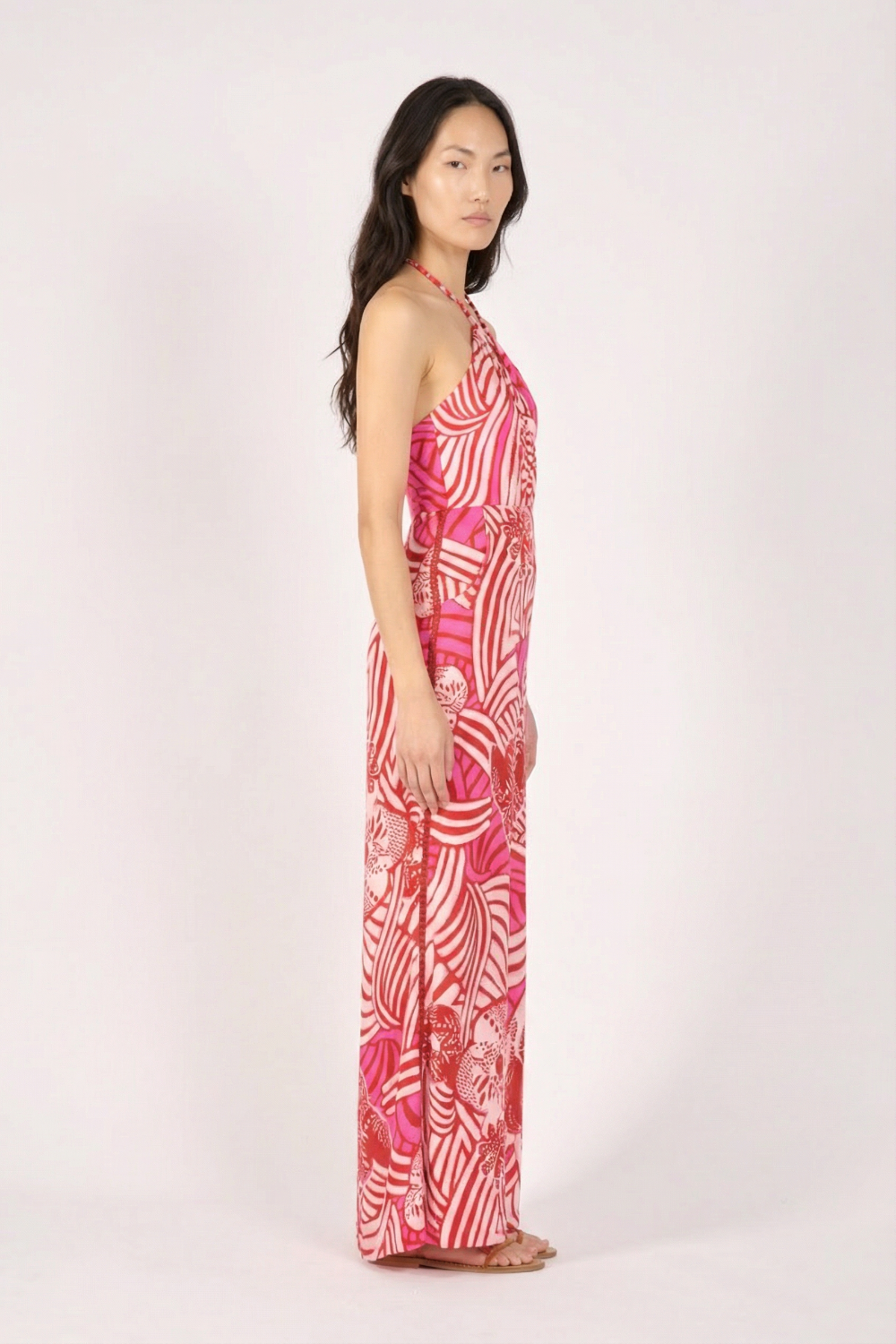 Pink Japonism jumpsuit – Long Jumpsuit Cilia by Poupette St Barth, view 2