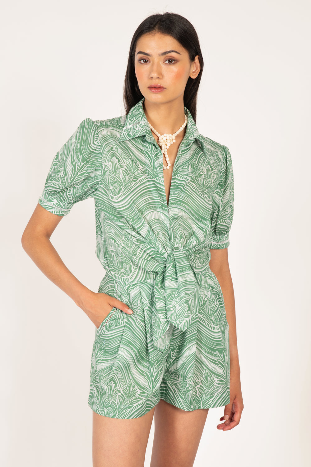 Sage Moryana jumpsuit – Short Jumpsuit Livia by Poupette St Barth, view 3