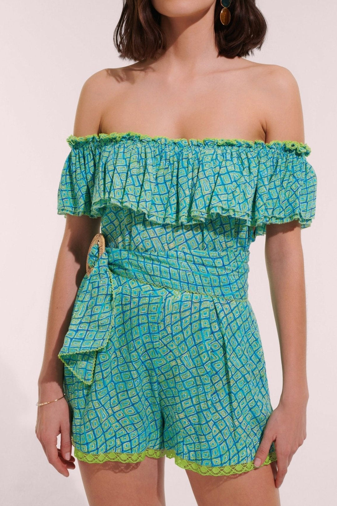 Sky Abori jumpsuit – Short Jumpsuit Bella by Poupette St Barth, front view