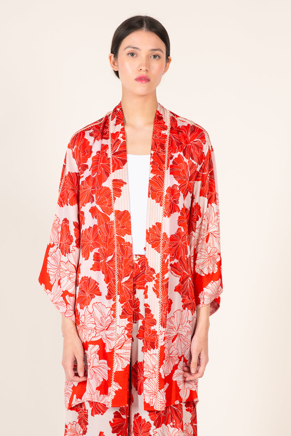 Red Flower Bunch kimono – Kimono Luna by Poupette St Barth, view 2