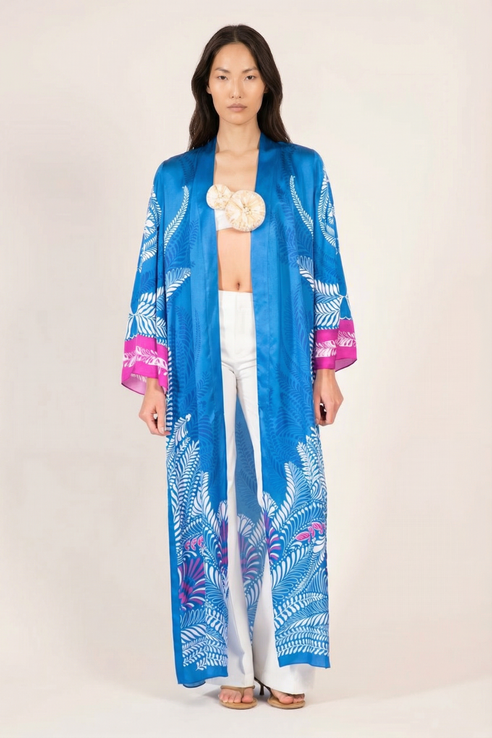 Blue Oolong kimono – Kimono Lea by Poupette St Barth, front view