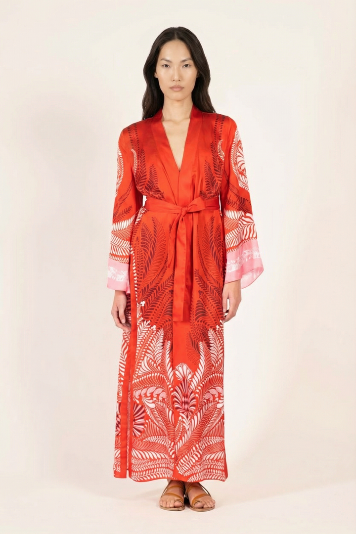 Orange Oolong kimono – Kimono Lea by Poupette St Barth, view 2