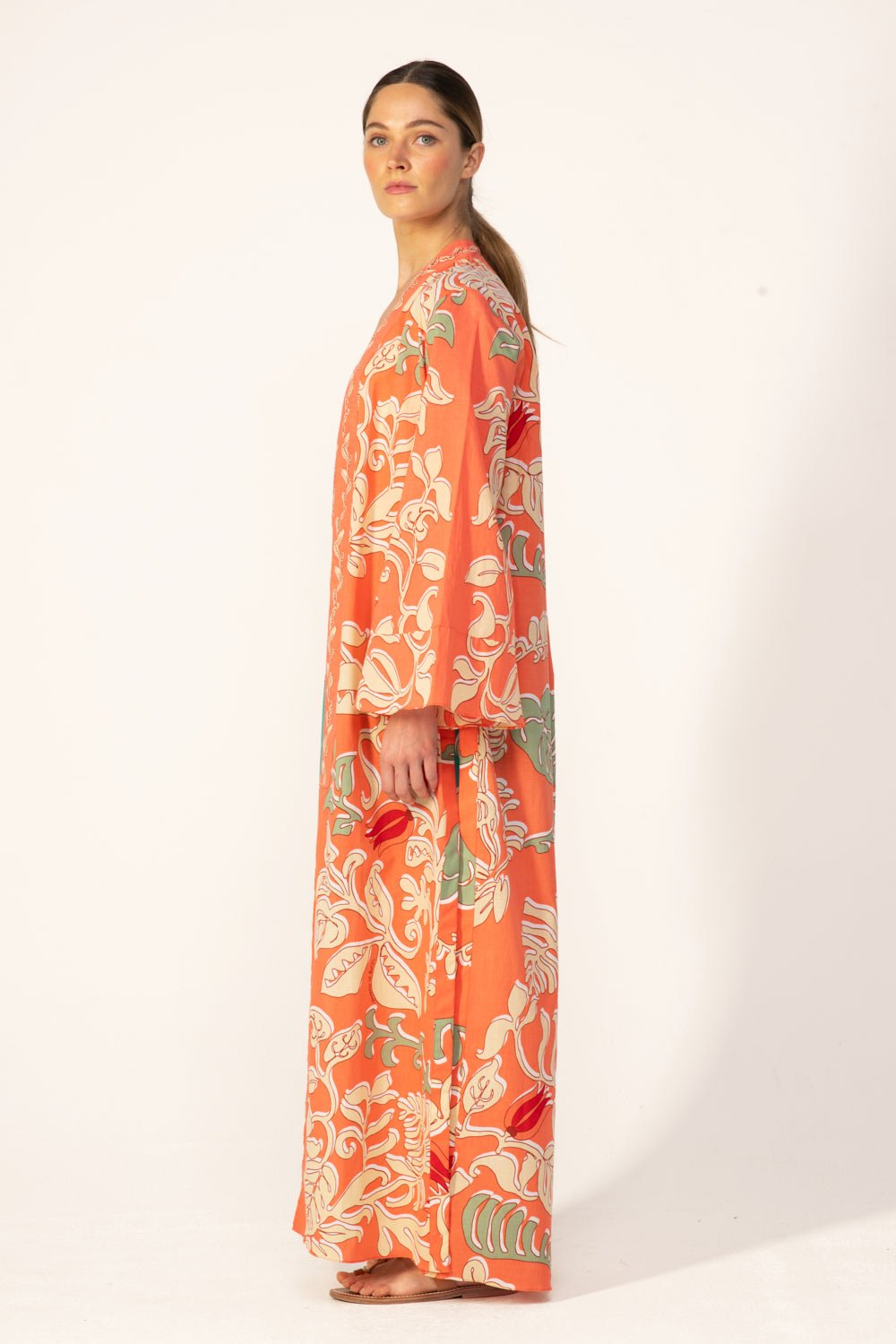 Orange Ritual kimono – Kimono Lea by Poupette St Barth, view 4