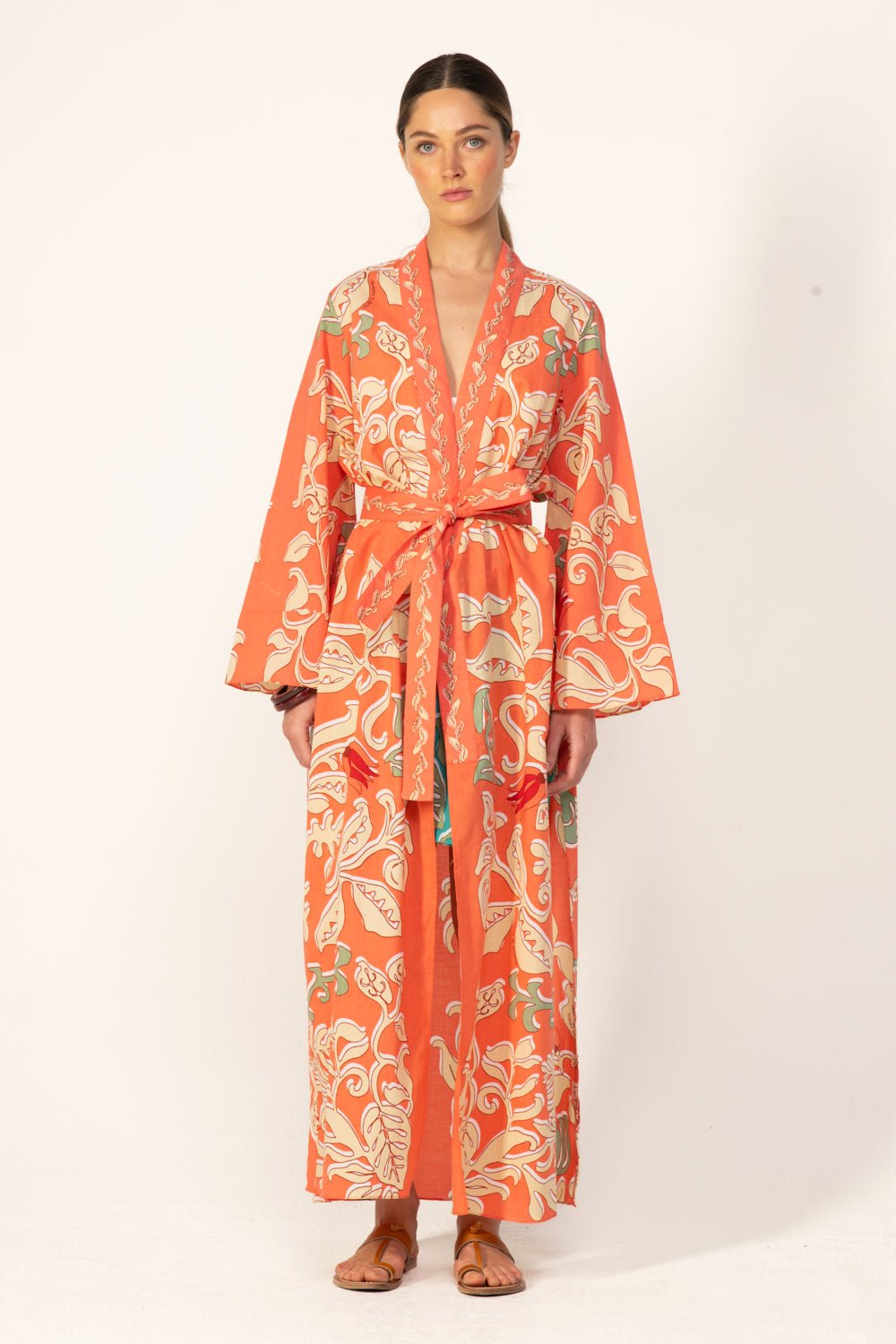Orange Ritual kimono – Kimono Lea by Poupette St Barth, view 2