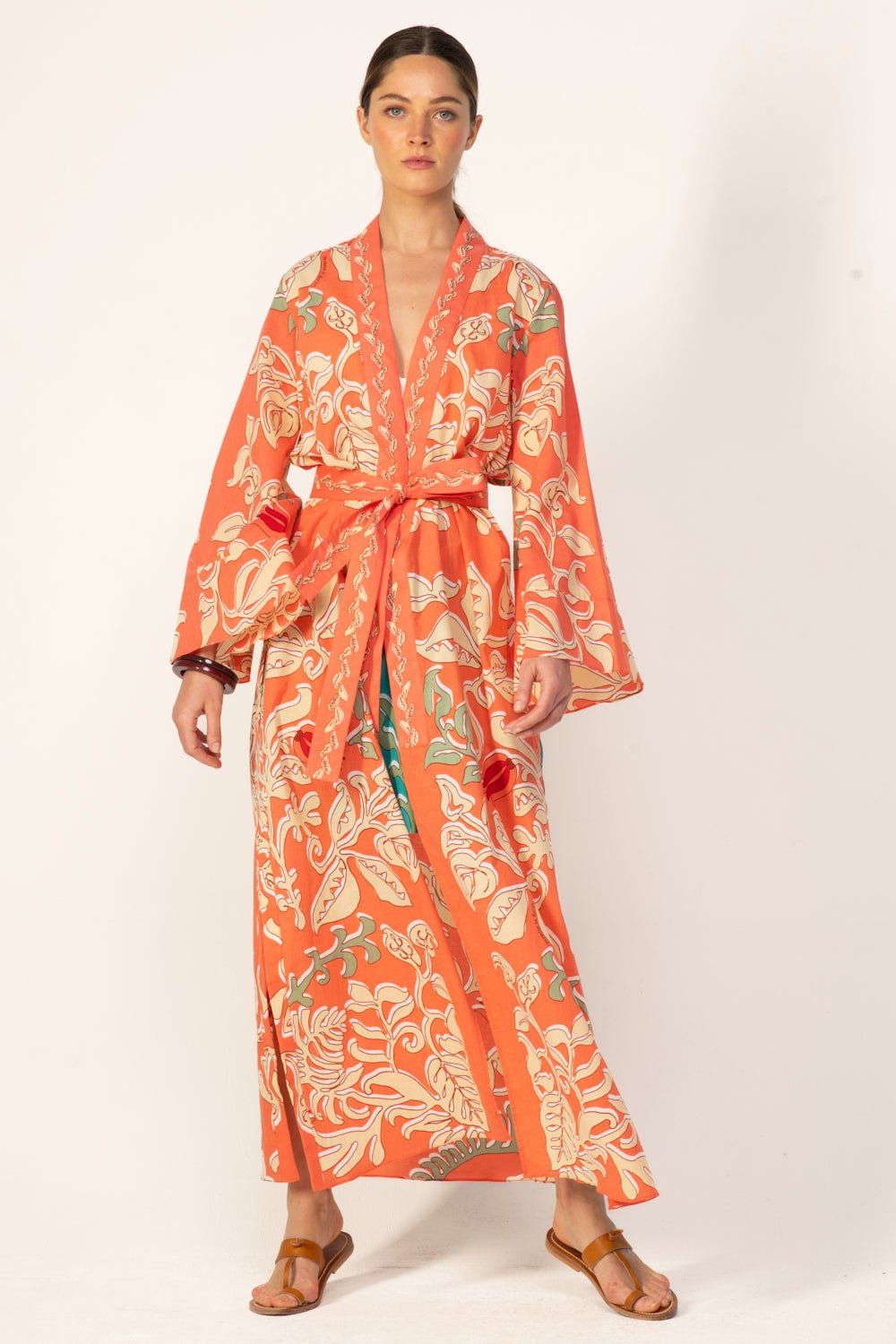 Orange Ritual kimono – Kimono Lea by Poupette St Barth, view 3