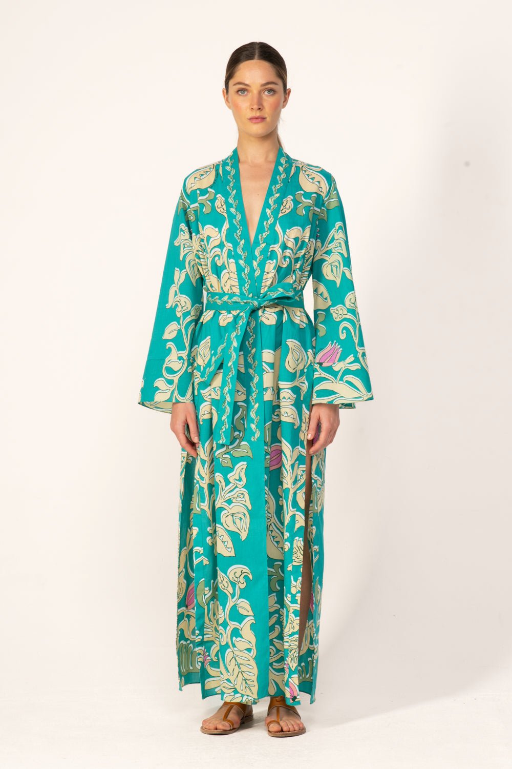 Turquoise Ritual kimono – Kimono Lea by Poupette St Barth, view 2