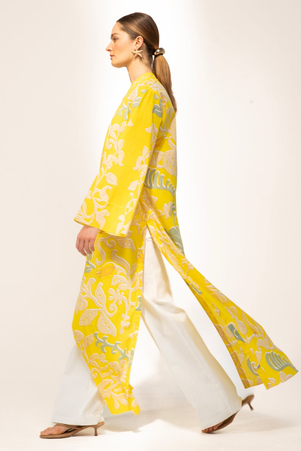 Yellow Ritual kimono – Kimono Lea by Poupette St Barth, fabric detail