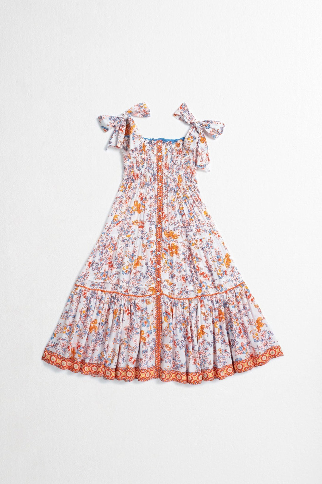 Girls' Blue Sweet long dress – Long Dress Triny by Poupette St Barth, front view