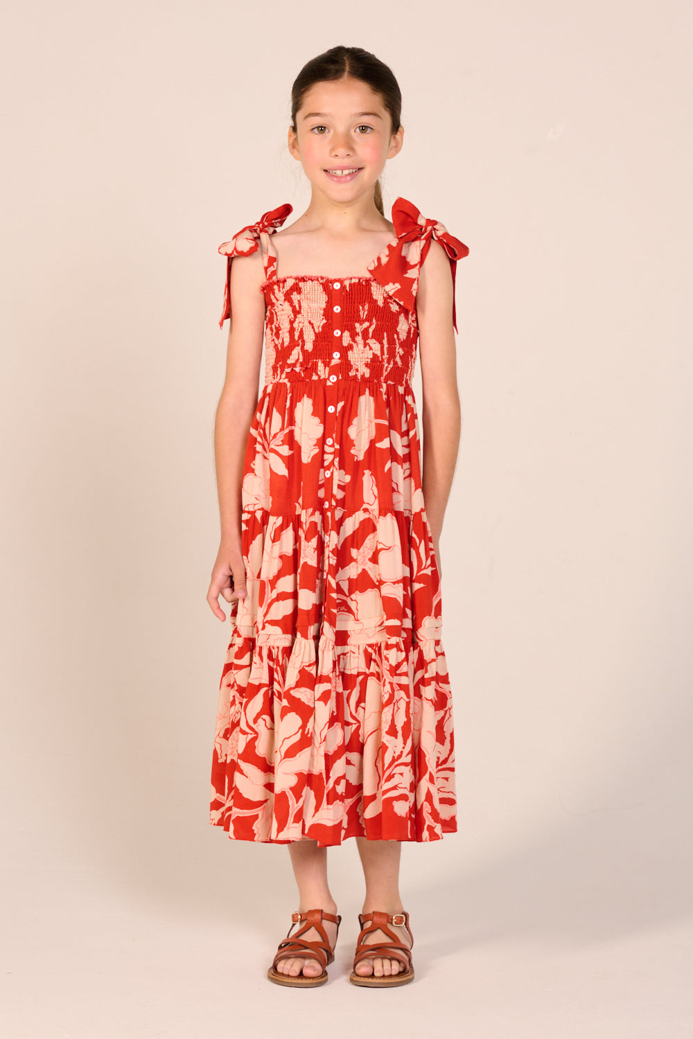 Girls' Coral Palm Beach long dress – Long Dress Triny by Poupette St Barth, view 4