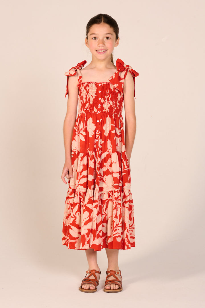 Girls' Coral Palm Beach long dress – Long Dress Triny by Poupette St Barth, view 4