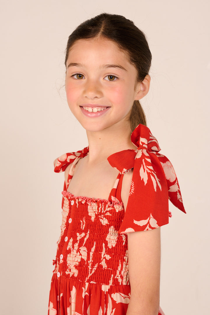 Girls' Coral Palm Beach long dress – Long Dress Triny by Poupette St Barth, view 3