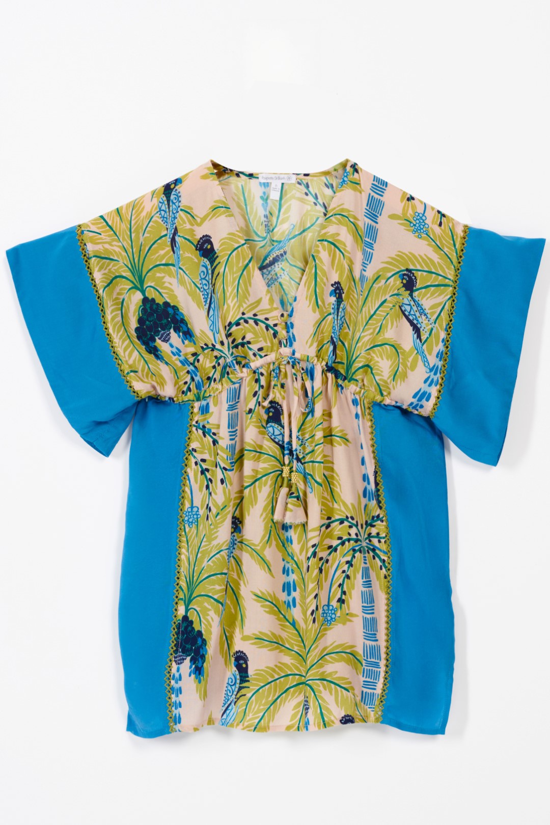 Girls' Green Mini Palmrott long dress – Kaftan Amaya by Poupette St Barth, view 2