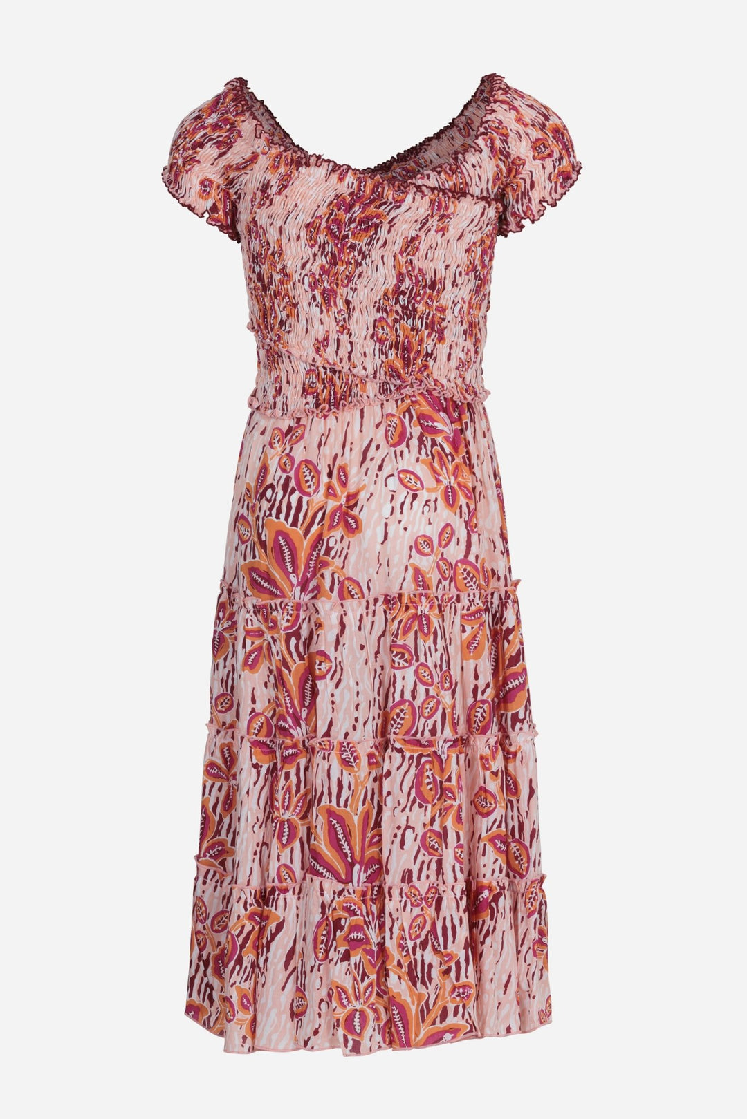 Girls' Pink Exotic Forest long dress – Long Dress Soledad by Poupette St Barth, front view