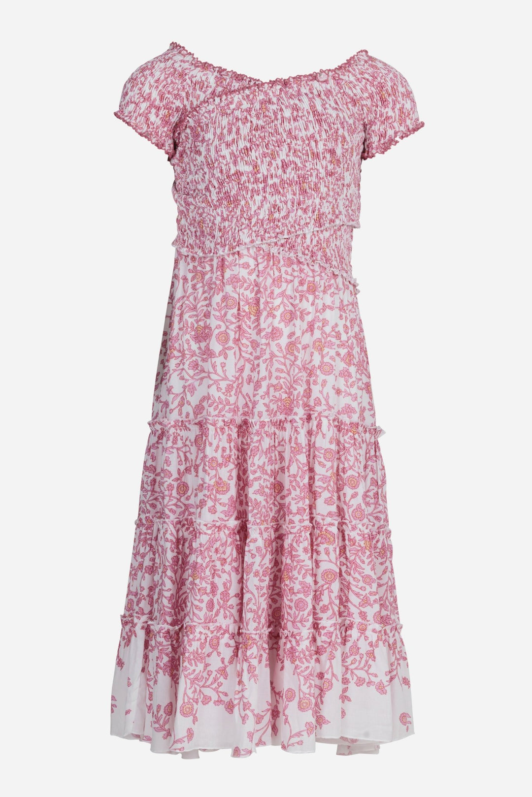 Girls' Pink Lazuli long dress – Long Dress Soledad by Poupette St Barth, front view
