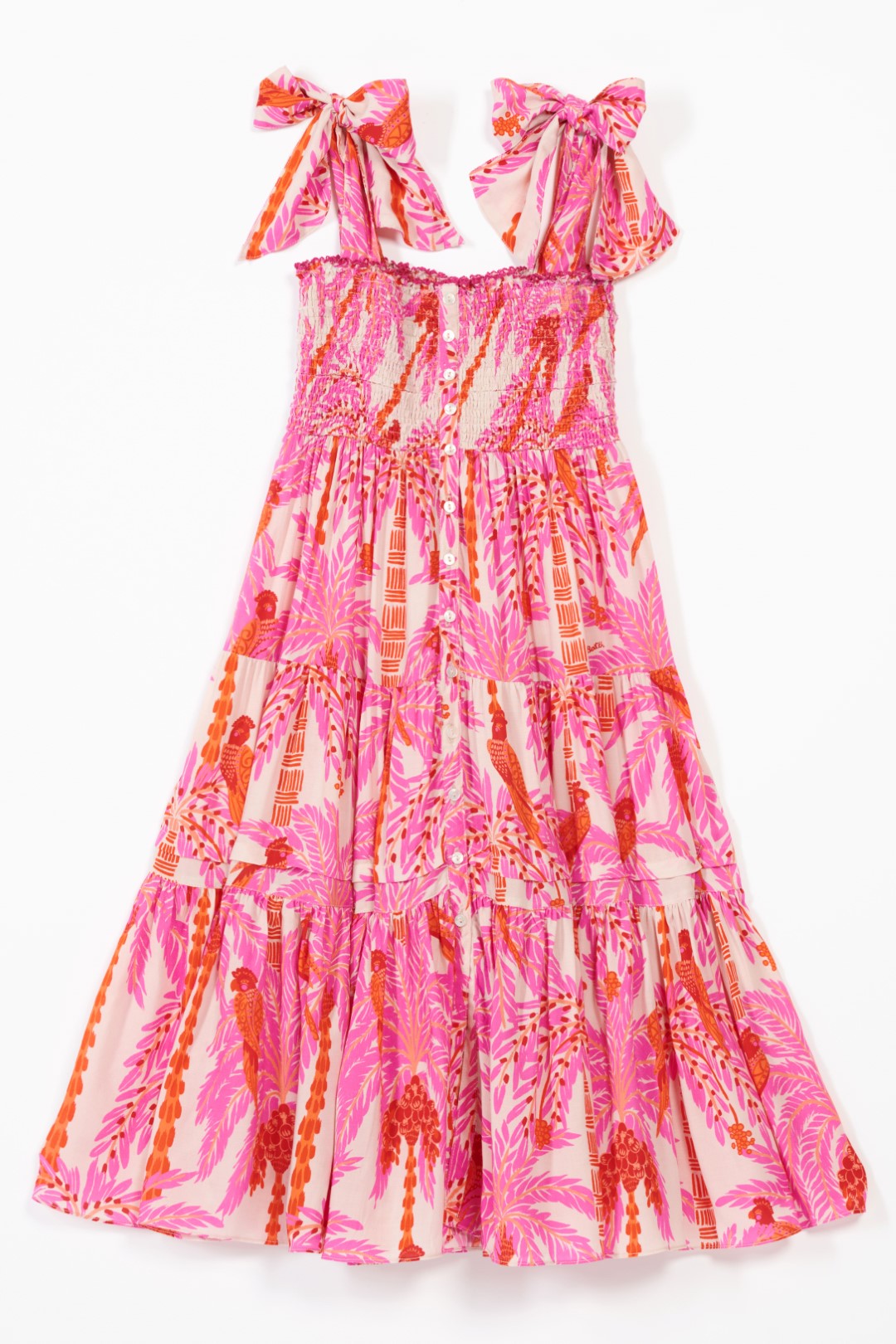 Girls' Pink Mini Palmrott long dress – Long Dress Triny by Poupette St Barth, view 2
