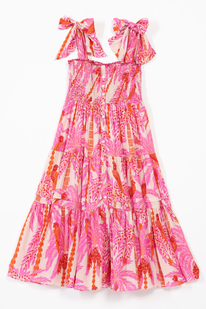 Girls' Pink Mini Palmrott long dress – Long Dress Triny by Poupette St Barth, view 2