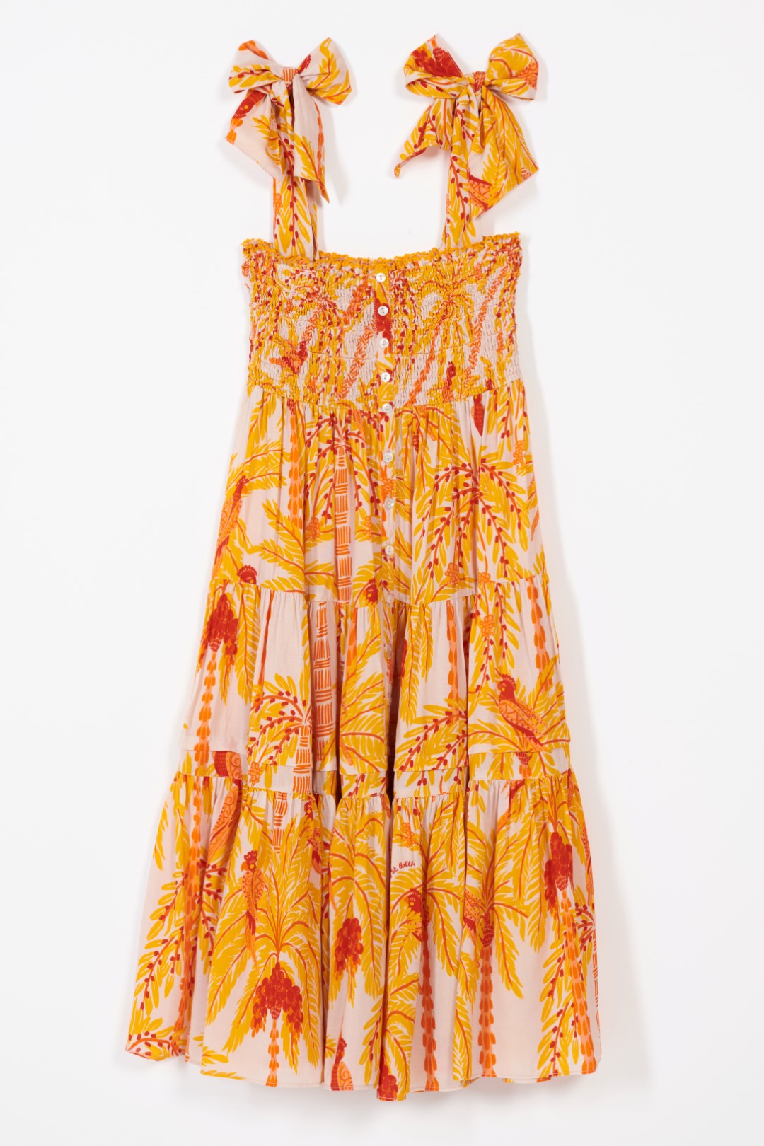 Girls' Yellow Mini Palmrott long dress – Long Dress Triny by Poupette St Barth, view 2