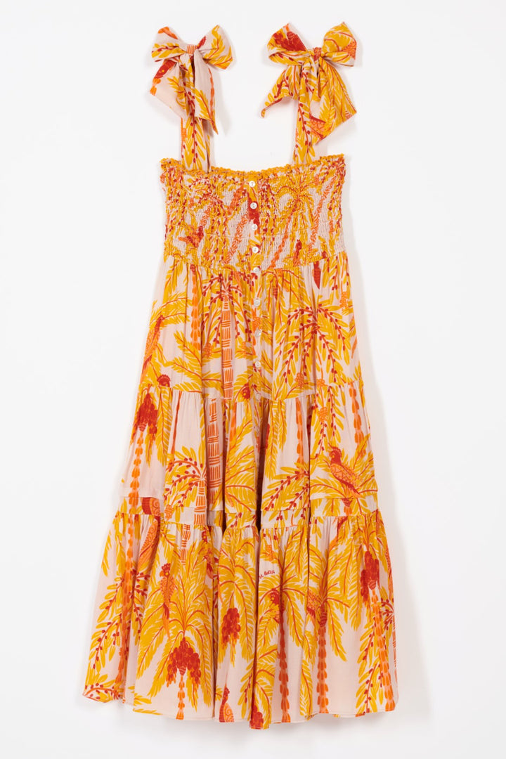 Girls' Yellow Mini Palmrott long dress – Long Dress Triny by Poupette St Barth, view 2