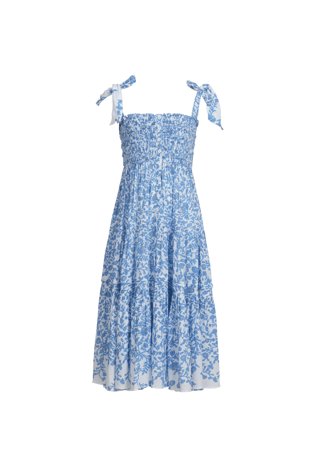 Blue Lazuli long dress for girls by Poupette St Barth, featuring a flowing design and elegant style.