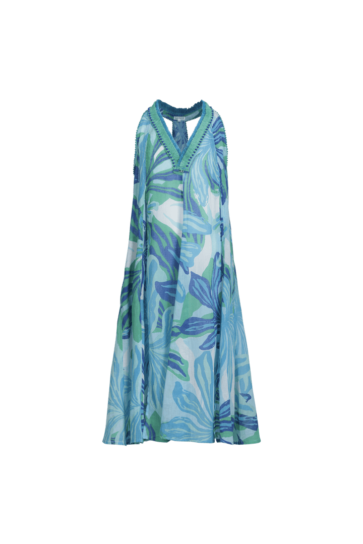 Girls' Blue Seaweed long dress – Long Dress Nava by Poupette St Barth, view 2