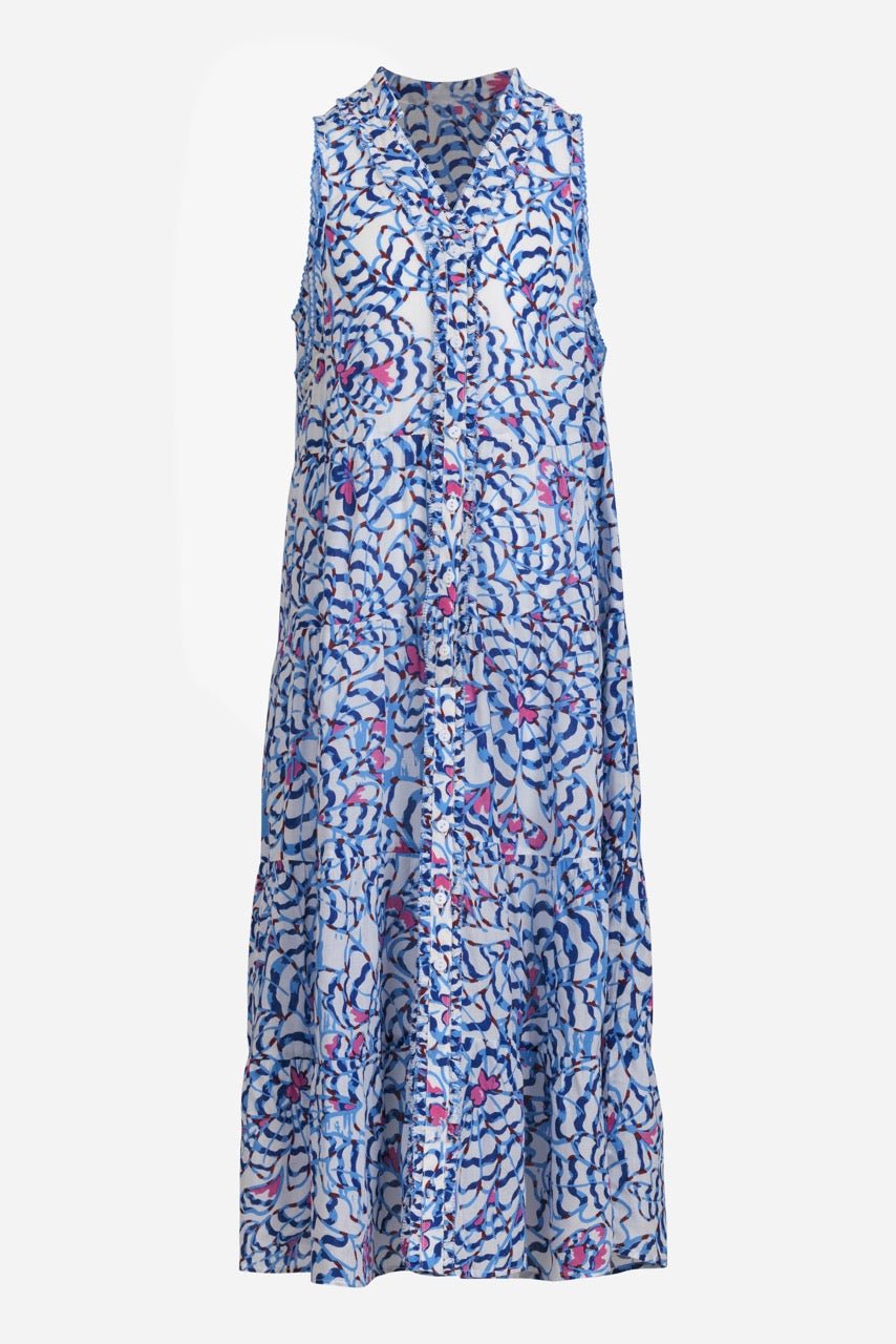 Girls' Blue Wings Flower long dress – Long Dress Nana by Poupette St Barth, front view