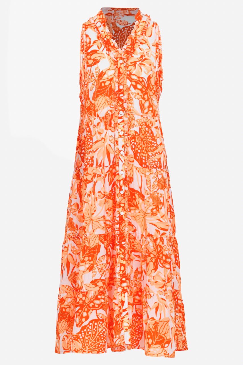 Girls' Orange Jengel long dress – Long Dress Nana by Poupette St Barth, front view