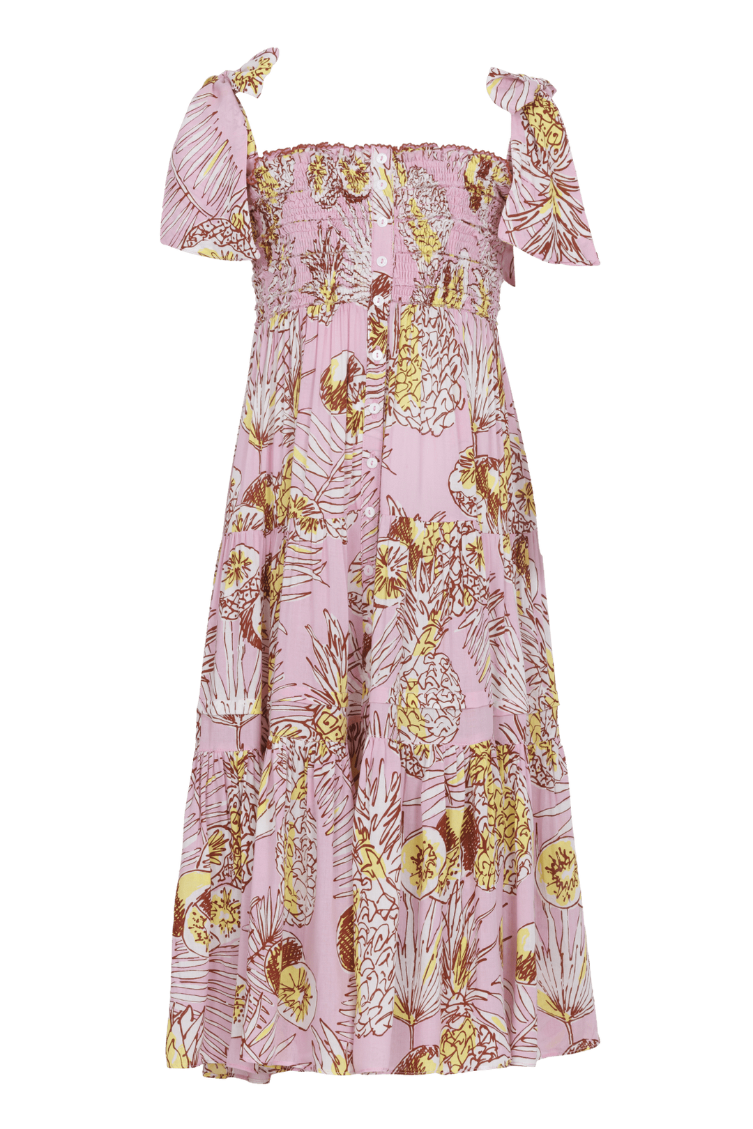 Girls' Pink Karibia long dress – Long Dress Triny by Poupette St Barth, front view