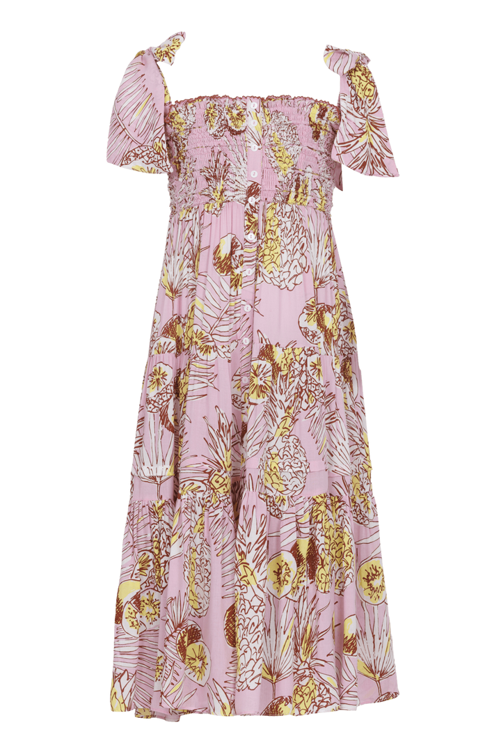 Girls' Pink Karibia long dress – Long Dress Triny by Poupette St Barth, front view