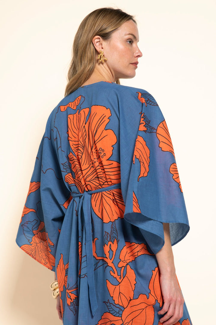 Blue Hibiscus long dress – Kaftan Sol by Poupette St Barth, view 5