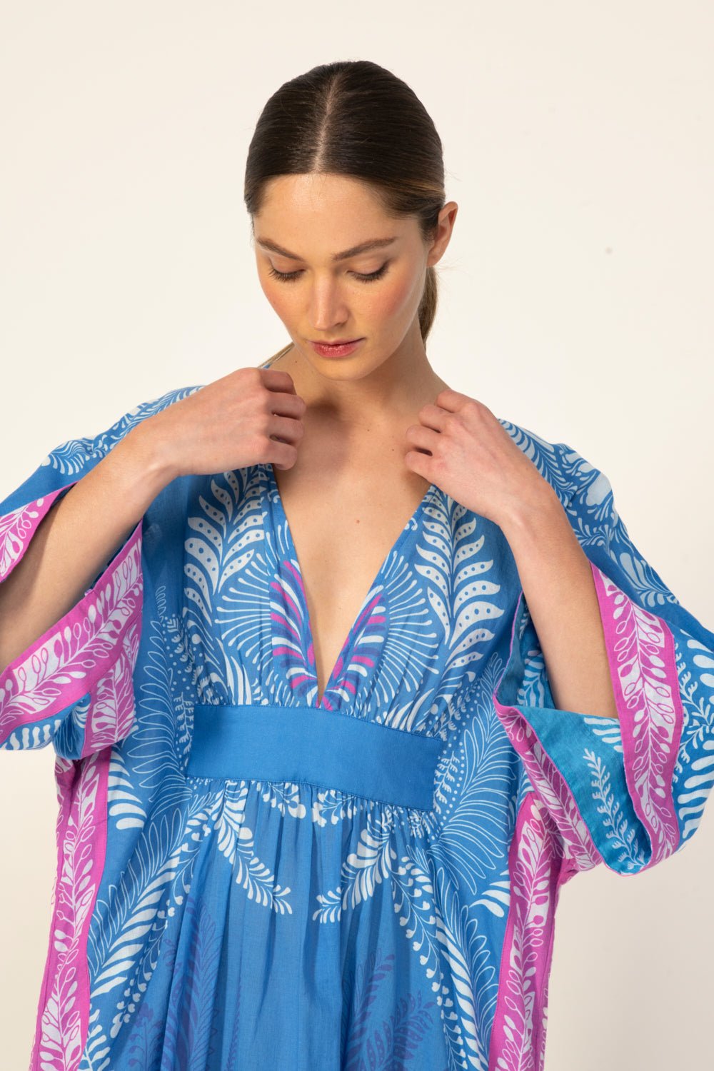 Blue Oolong long dress – Kaftan Sol by Poupette St Barth, view 2