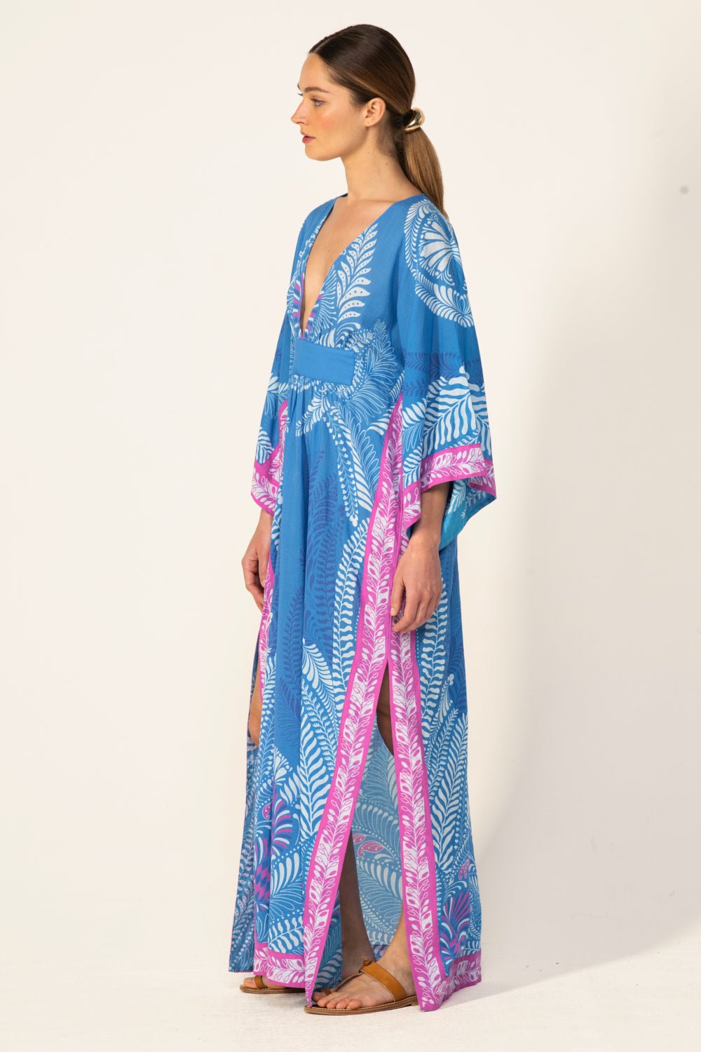 Blue Oolong long dress – Kaftan Sol by Poupette St Barth, view 4