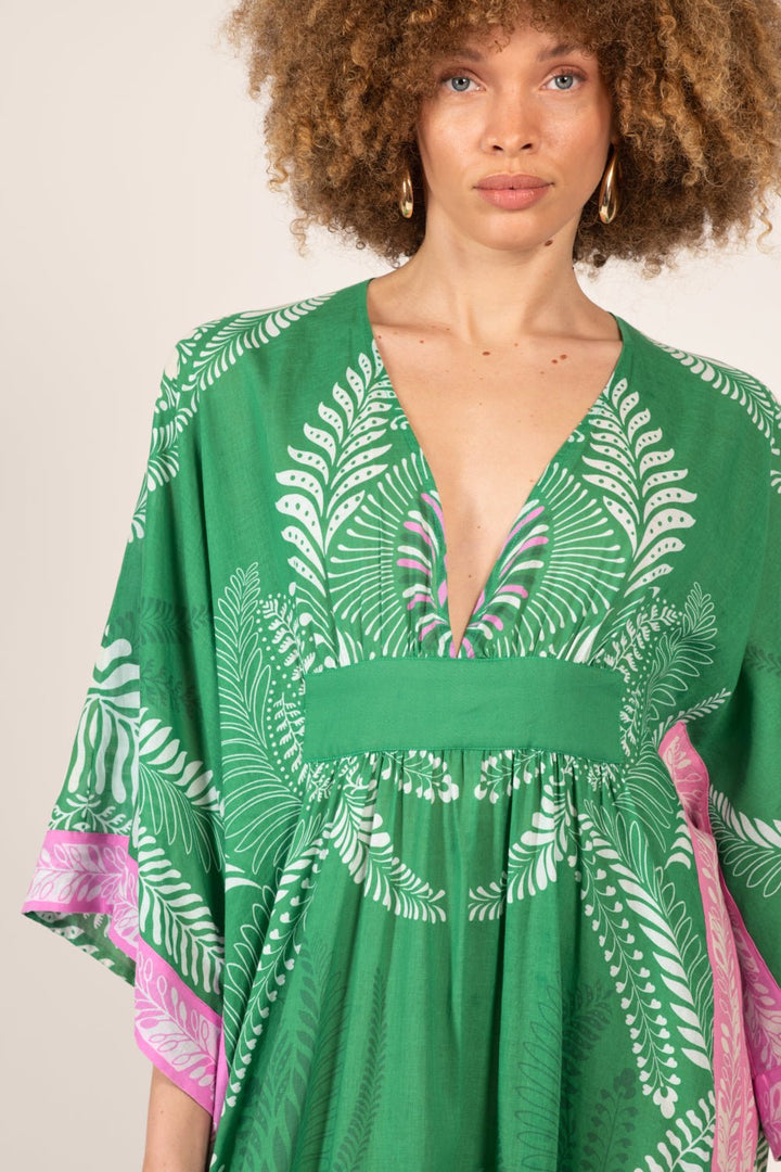 Green Oolong long dress – Kaftan Sol by Poupette St Barth, view 2