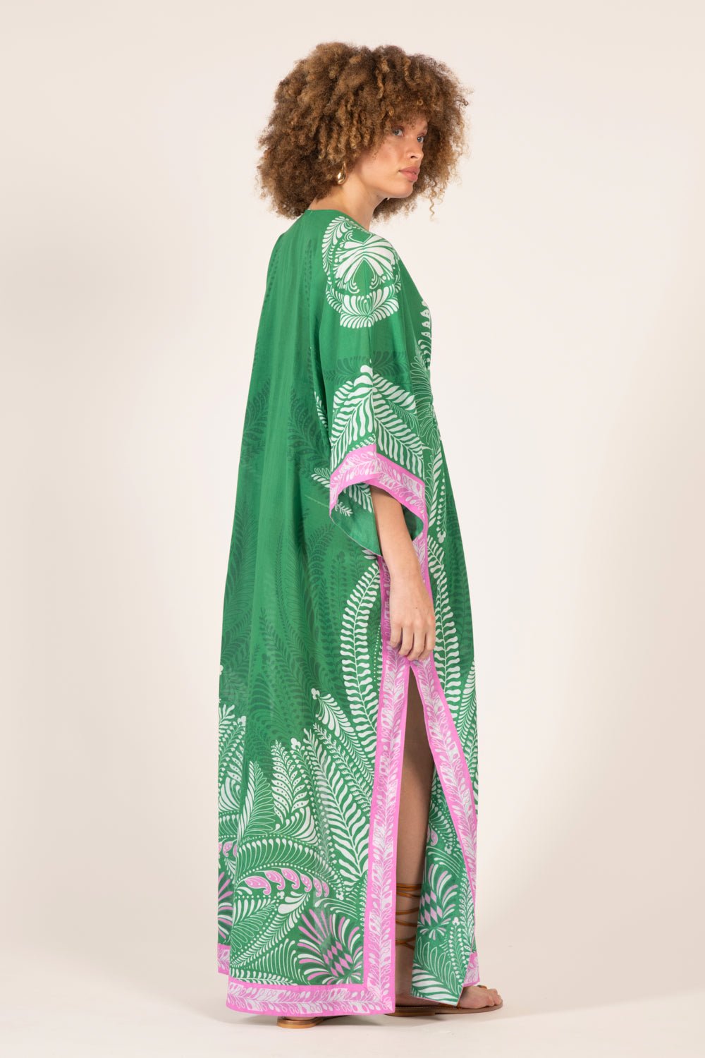 Green Oolong long dress – Kaftan Sol by Poupette St Barth, view 4