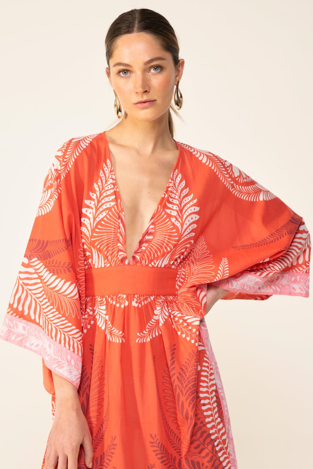 Orange Oolong long dress – Kaftan Sol by Poupette St Barth, view 2